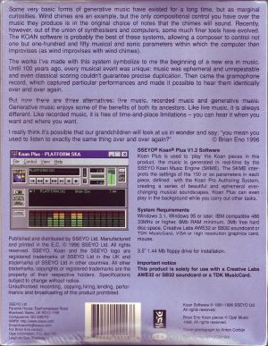 Brian Eno's Generative Music 1 with SSEYO Koan software back