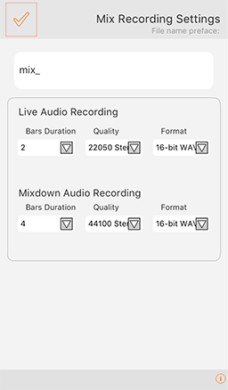 Mix Recording Settings