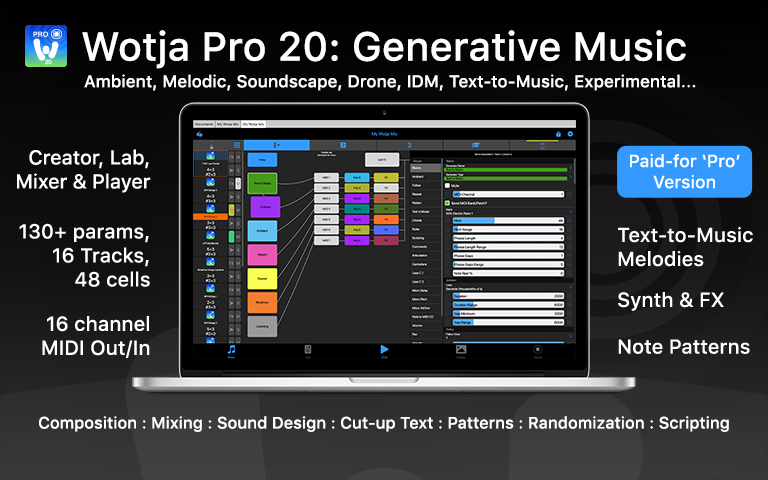 Wotja Pro 20: Generative Music | Creator, Lab, Mixer & Player