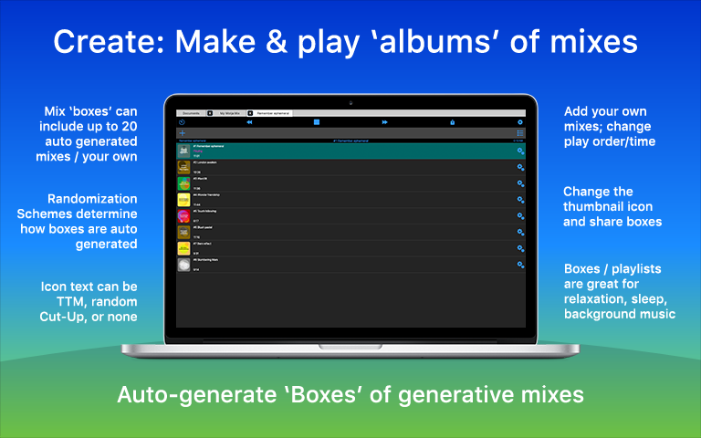 Wotja Pro 21: Make & play 'Album' playlists of mixes